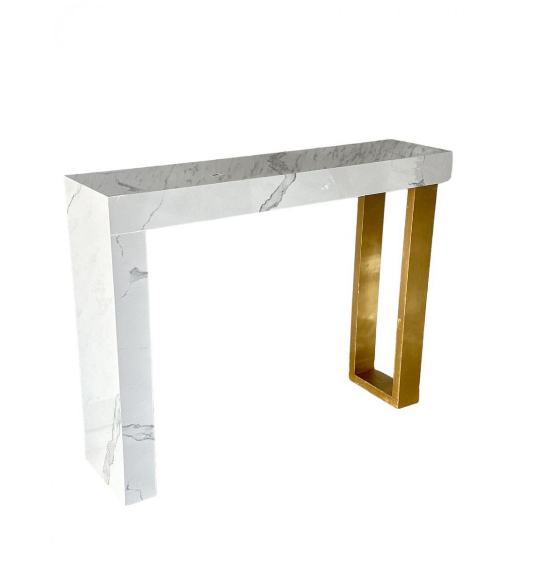 طاولة مدخل كلاسيكي بديل الخشب ابيض جنب ذهبي 88×30×74سم 