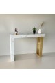 طاولة مدخل كلاسيكي بديل الخشب ابيض جنب ذهبي 120×30×90سم 